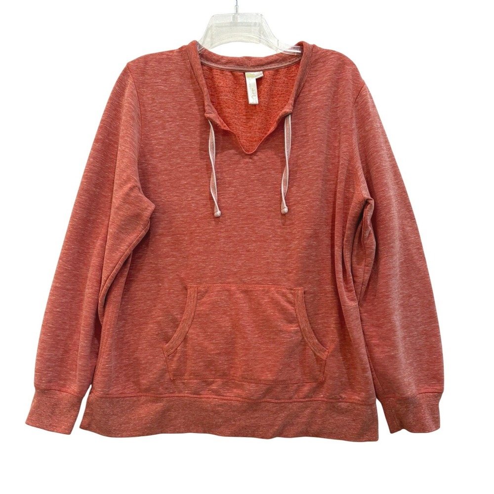 Green Tea Womens Spicy Orange Heather Split V-Neck Sweatshirt XXL